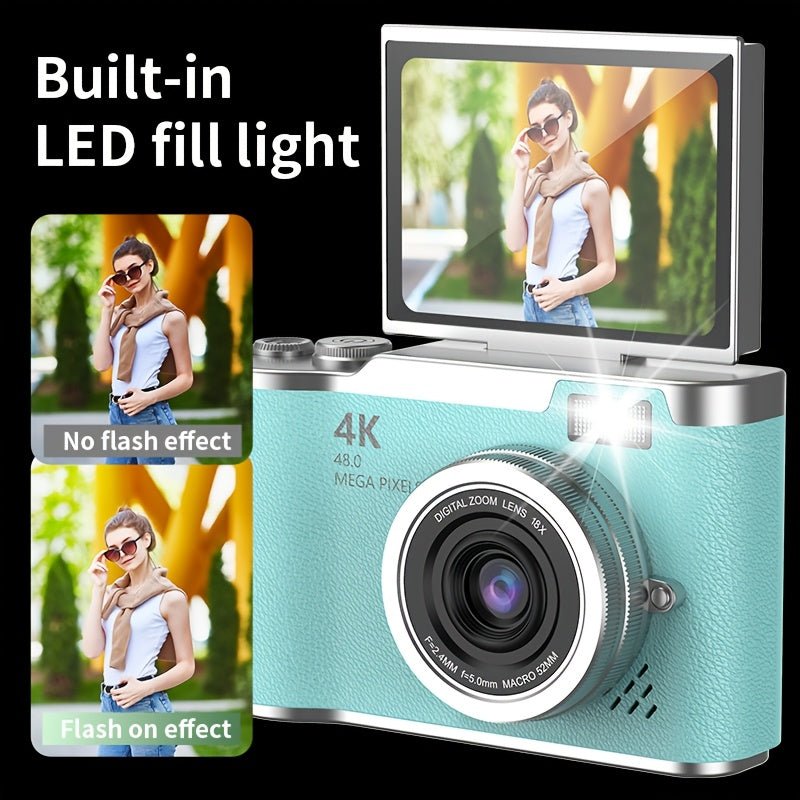 Compacte 4K videocamera met uitklapbaar scherm