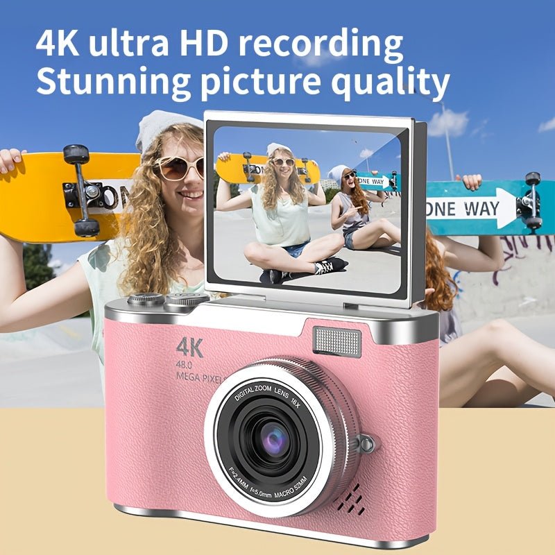 Compacte 4K videocamera met uitklapbaar scherm