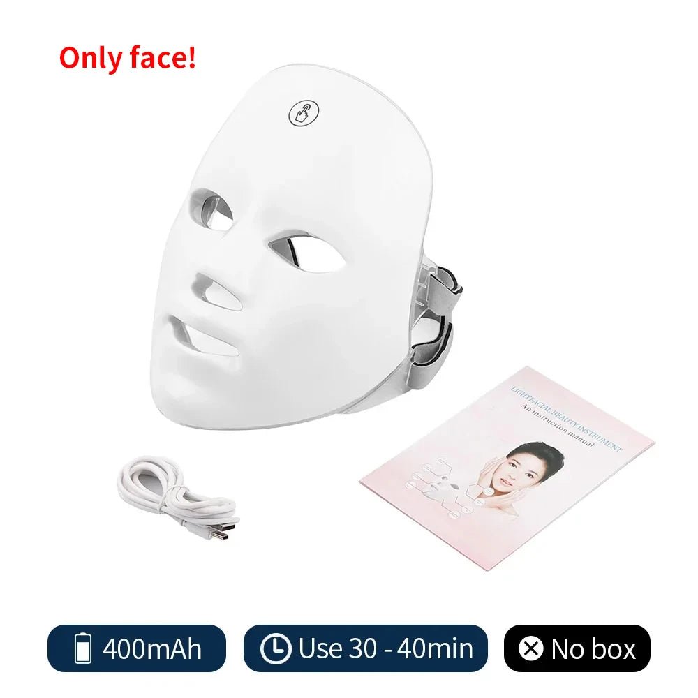 Draadloos 7 kleuren LED gezichtsmasker met Photon lichttherapie voor dagelijkse huidverzorging