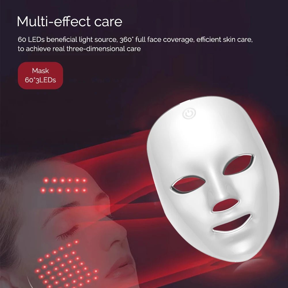 Draadloos 7 kleuren LED gezichtsmasker met Photon lichttherapie voor dagelijkse huidverzorging
