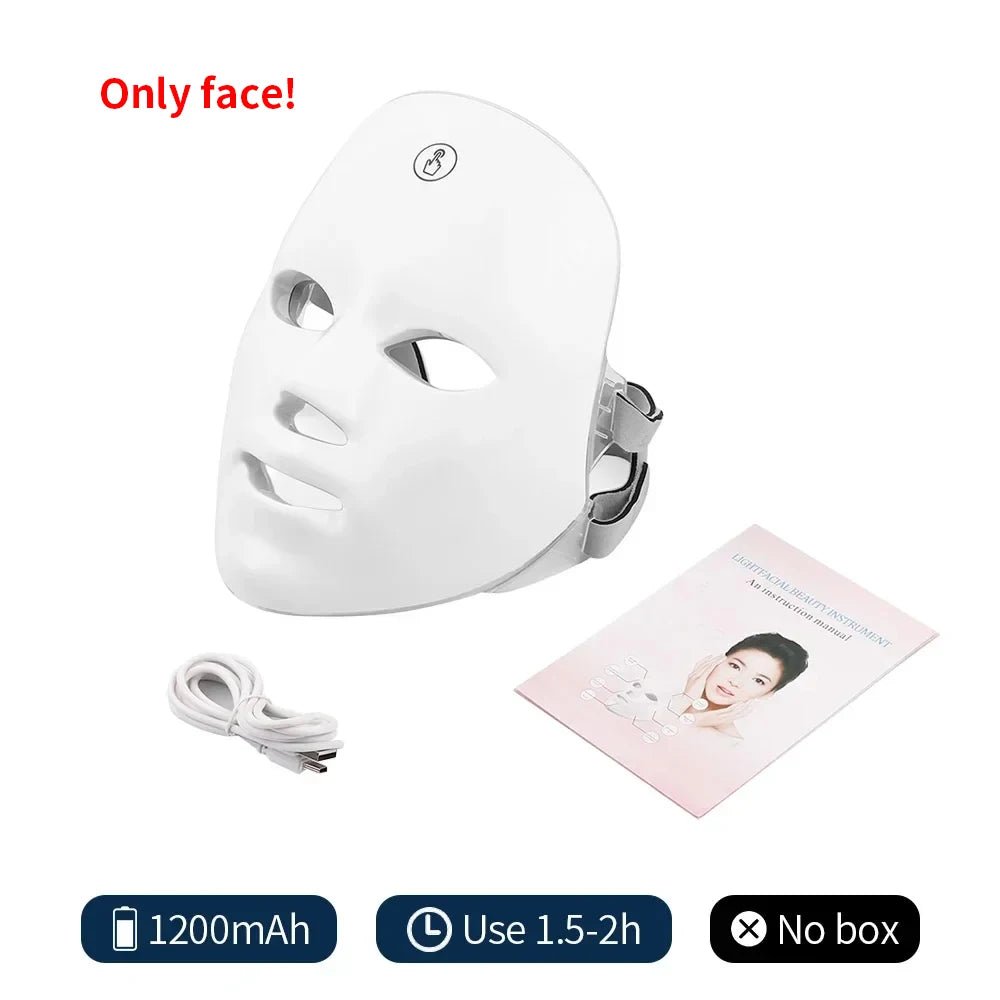 Draadloos 7 kleuren LED gezichtsmasker met Photon lichttherapie voor dagelijkse huidverzorging