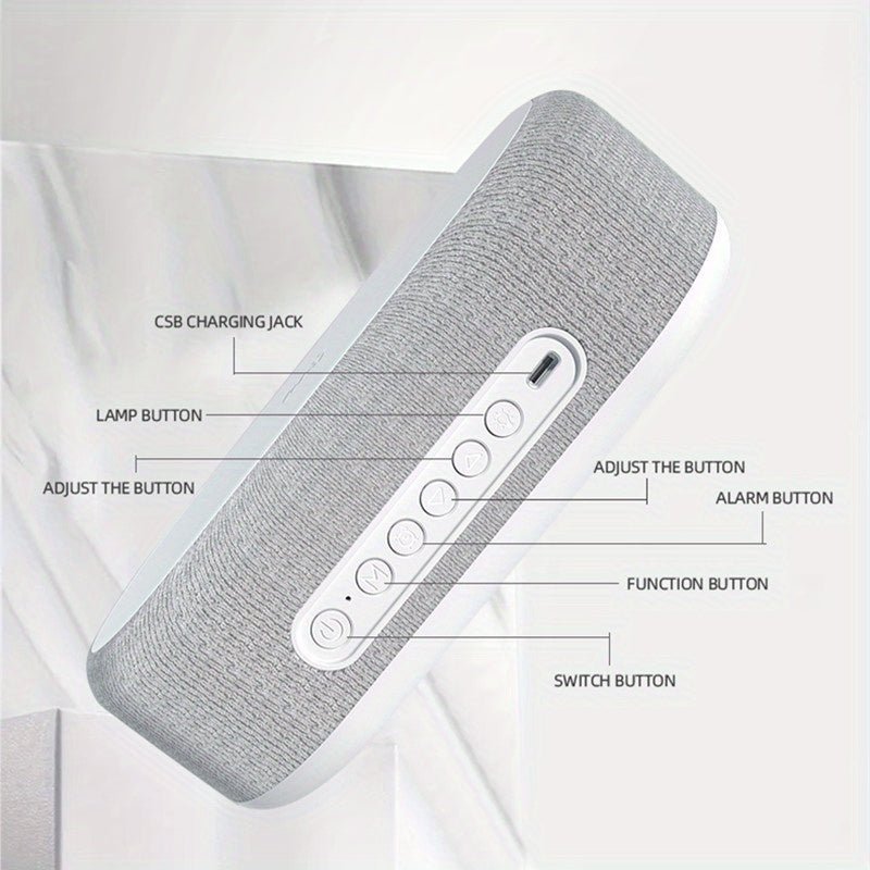 Draadloos oplaadstation met LED-wekker en thermometer voor telefoon en oordopjes