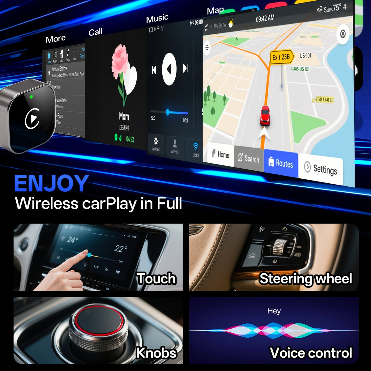 Draadloze CarPlay & Android Auto Adapter – 2-in-1 Plug & Play - Spotlights shopping