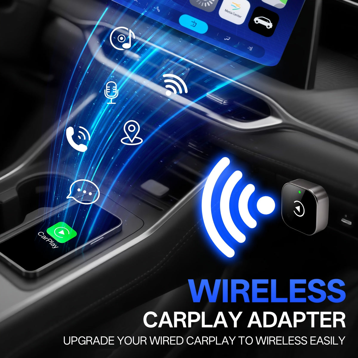 Draadloze CarPlay & Android Auto Adapter – 2-in-1 Plug & Play - Spotlights shopping
