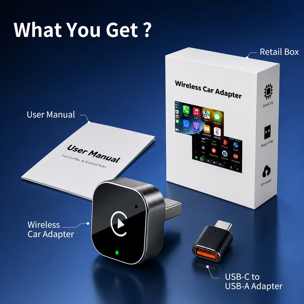 Draadloze CarPlay & Android Auto Adapter – 2-in-1 Plug & Play - Spotlights shopping
