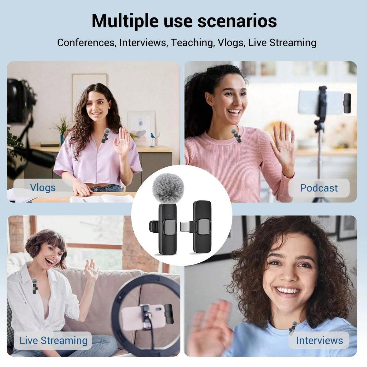 Draadloze Lavalier Microfoon USB-C – Plug & Play - Spotlights shopping