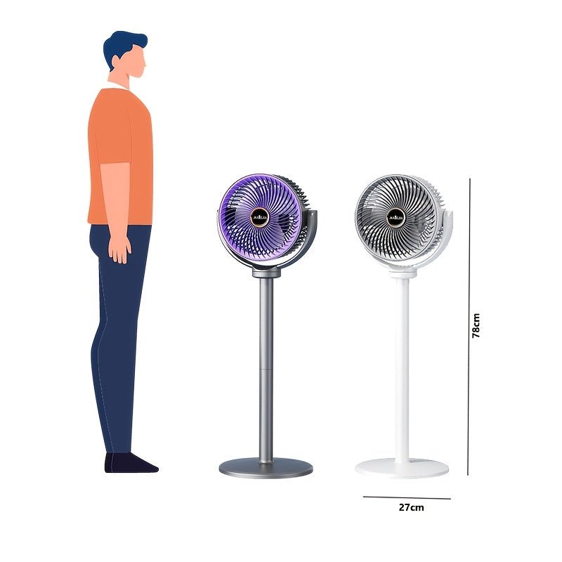Draagbare 3-in-1 circulatieventilator met USB Type-C oplading en 360 graden verstelbare kop