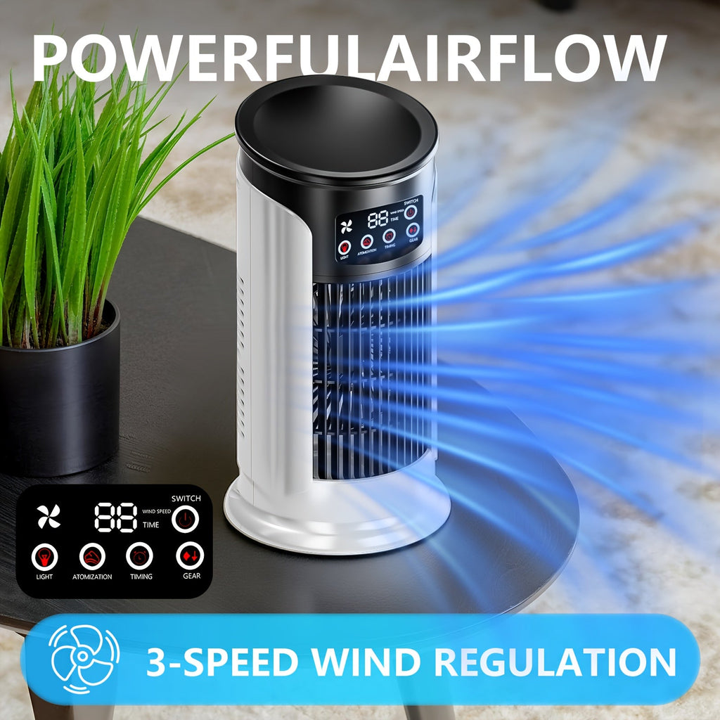 Mini USB luchtkoeler met ventilator, luchtbevochtiger en digitaal display voor persoonlijk gebruik