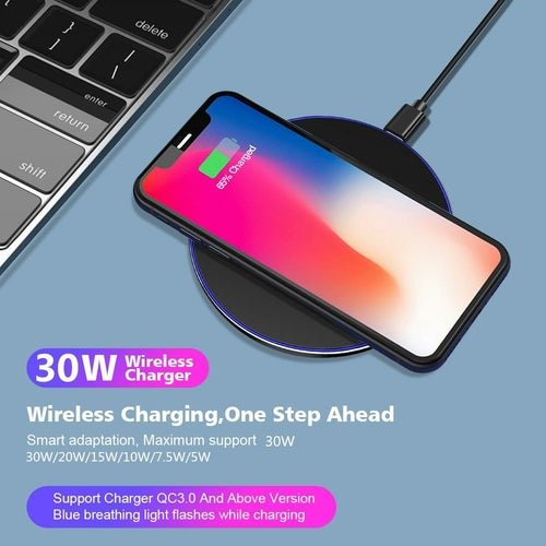 Dragon W9 30W draadloze Qi-oplader met ultra dun ontwerp en USB-C aansluiting