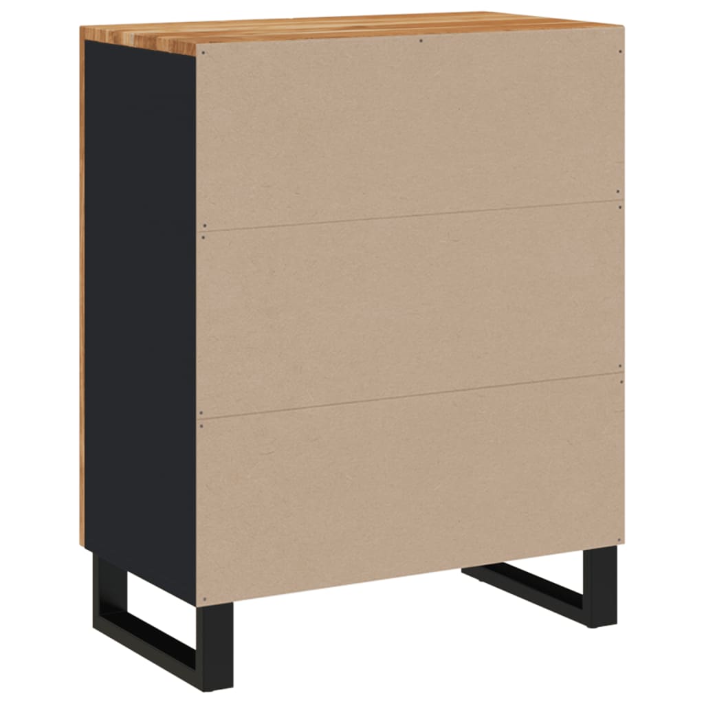 Industrieel dressoir van massief acaciahout met zwart metalen frame en praktische opbergruimte