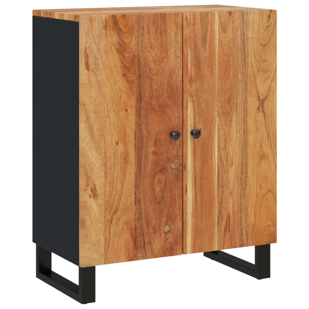 Industrieel dressoir van massief acaciahout met zwart metalen frame en praktische opbergruimte