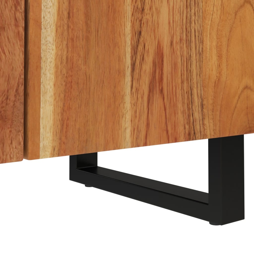 Industrieel dressoir van massief acaciahout met zwart metalen frame en praktische opbergruimte