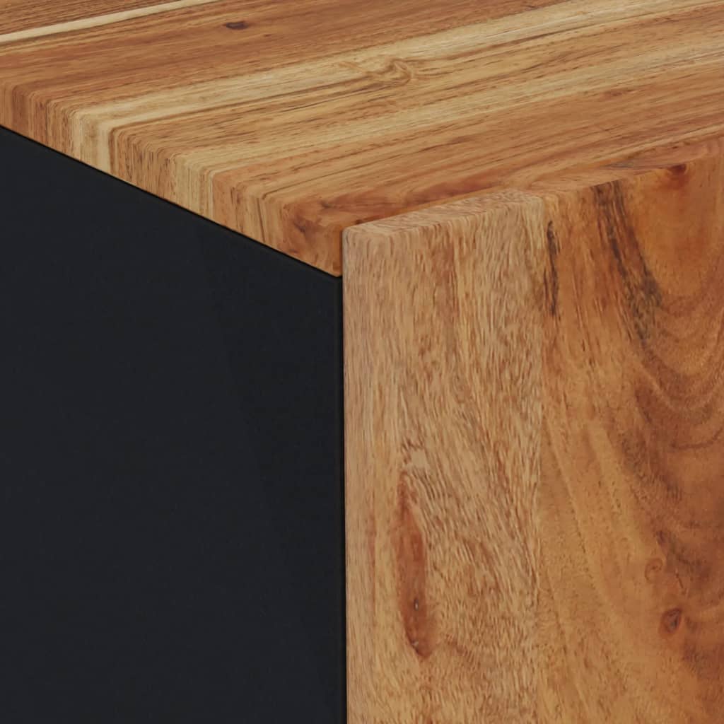 Industrieel dressoir van massief acaciahout met zwart metalen frame en praktische opbergruimte