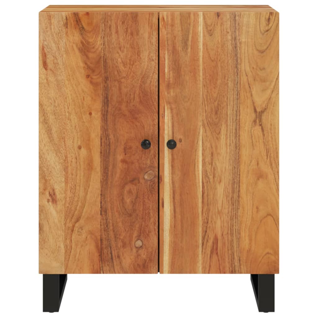 Industrieel dressoir van massief acaciahout met zwart metalen frame en praktische opbergruimte