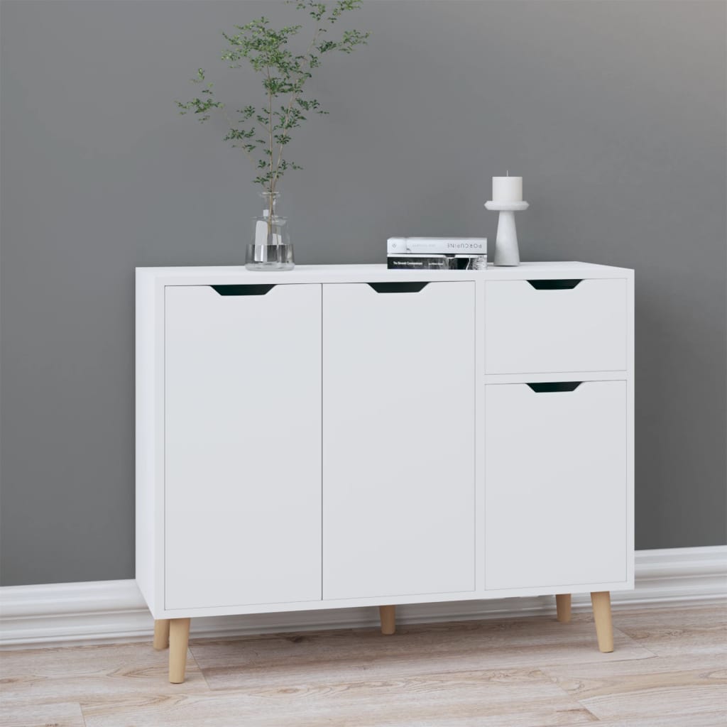 Hoogglans wit dressoir van bewerkt hout met lades en opbergruimte voor woonkamer of hal
