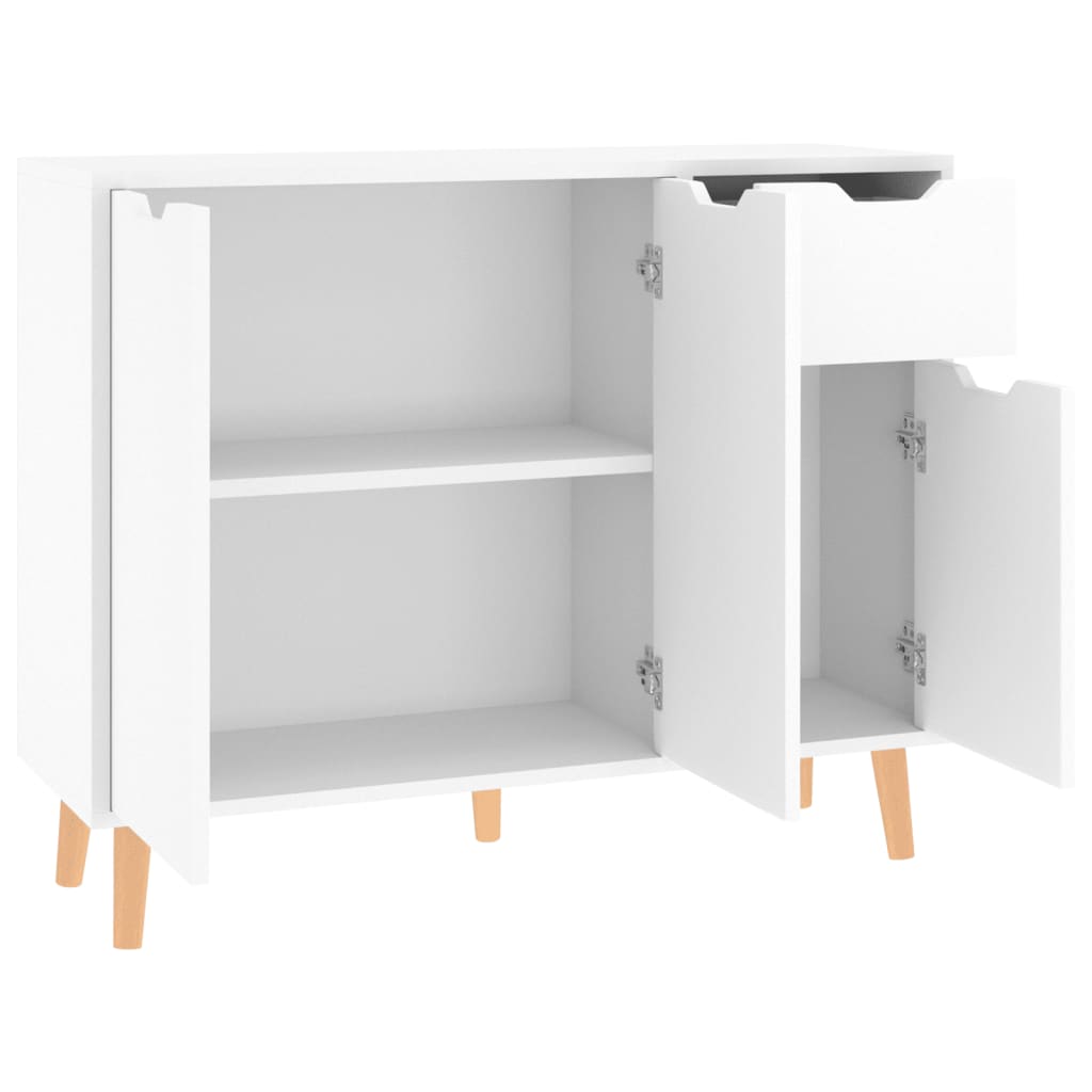 Hoogglans wit dressoir van bewerkt hout met lades en opbergruimte voor woonkamer of hal