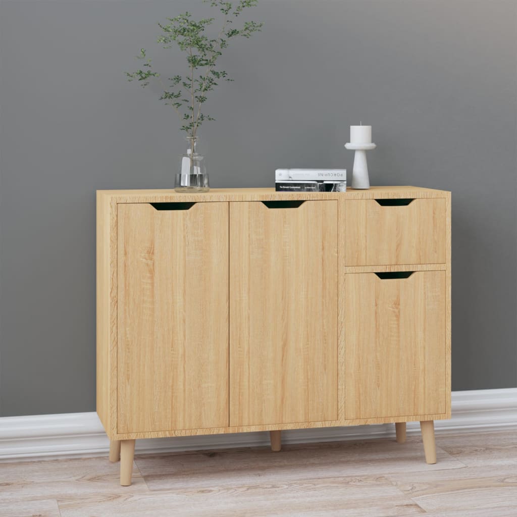 Hoogglans wit dressoir van bewerkt hout met lades en opbergruimte voor woonkamer of hal