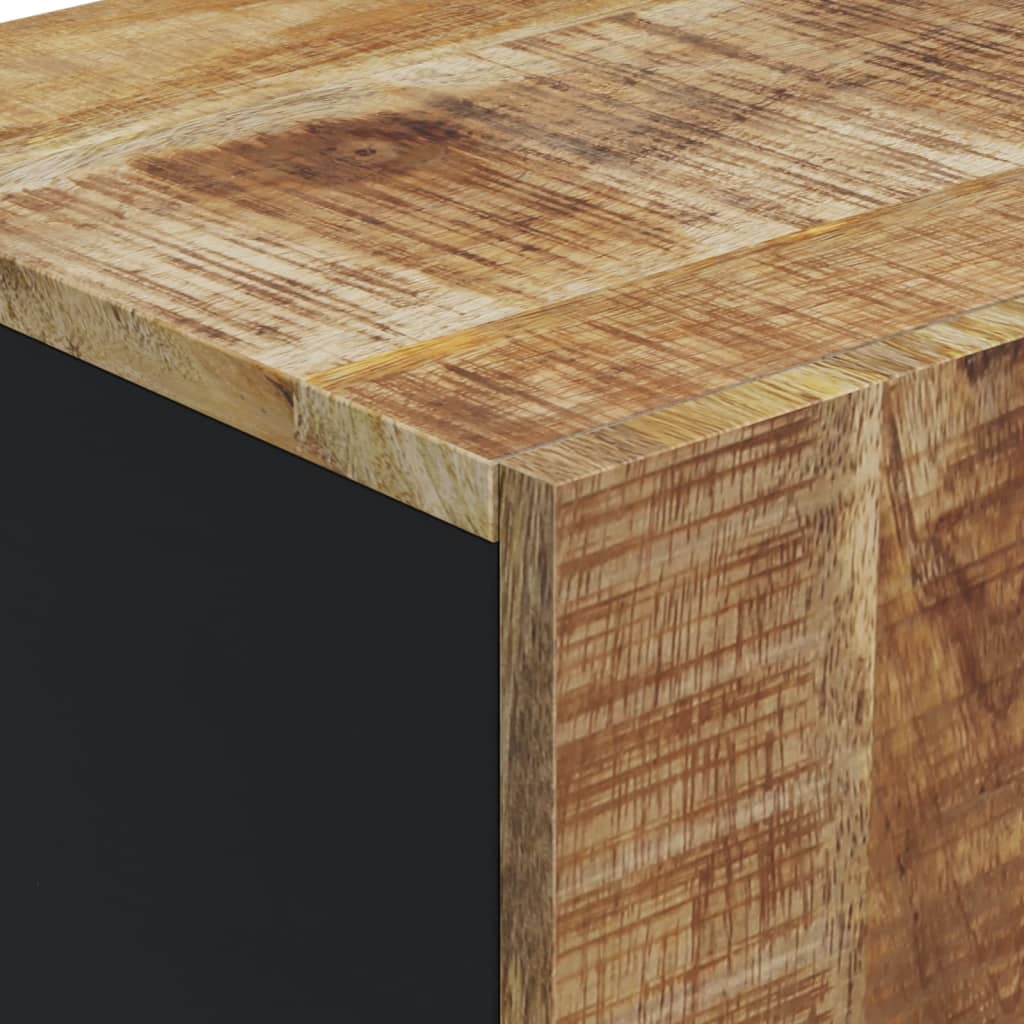 Massief mangohouten dressoir met natuurlijke afwerking en zwarte ijzeren poten