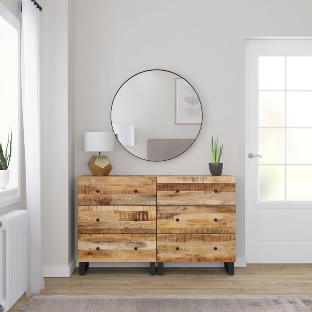 Set van twee industriële dressoirs van massief gerecycled hout met ruime opbergruimte