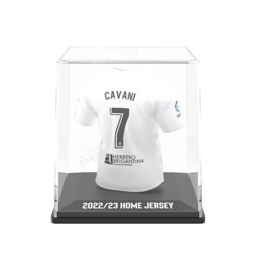 Cavani Valencia My Jersey 2022/2023 mini voetbalshirt met transparante display case