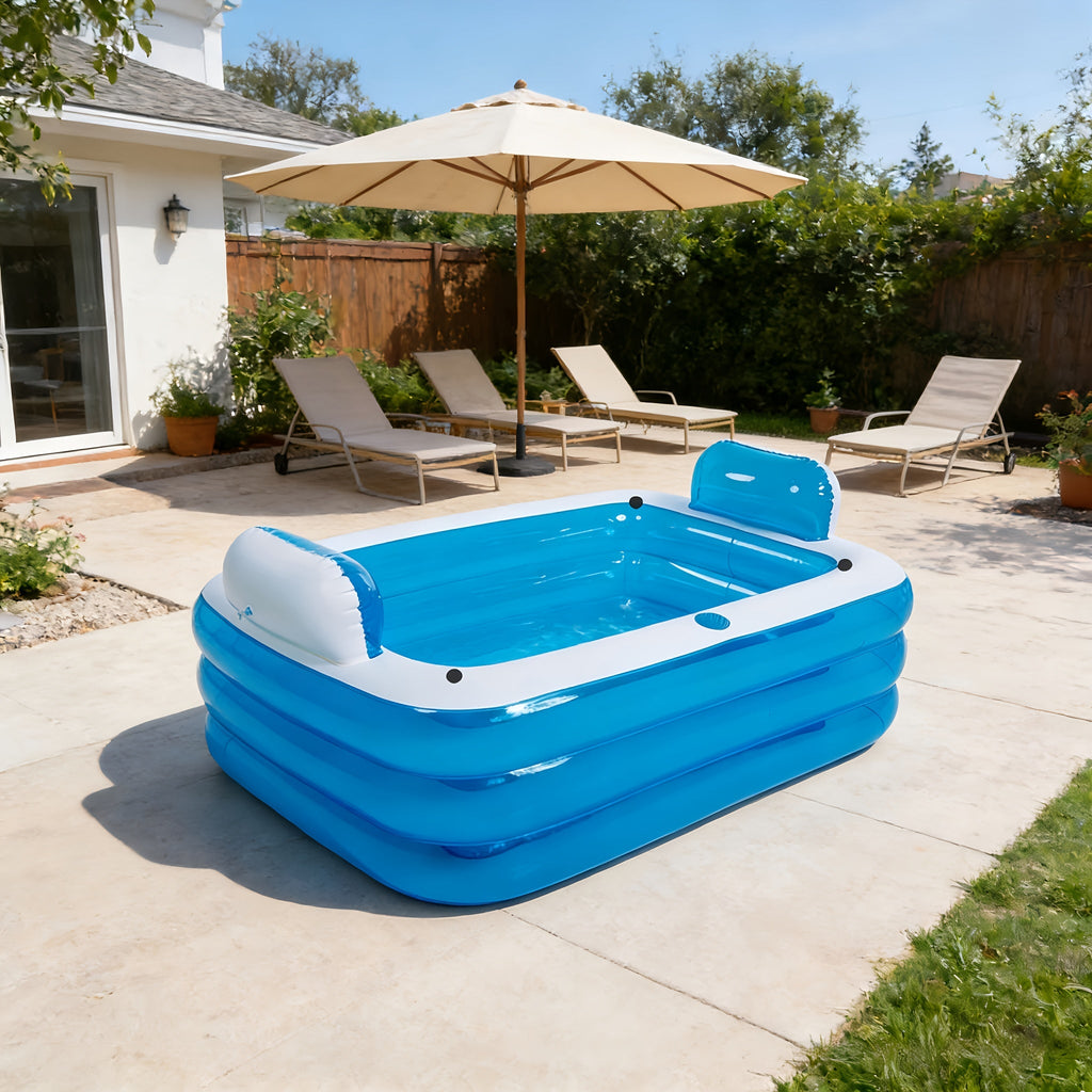 Opvouwbaar opblaasbaar familiezwembad met ingebouwd kussen voor tuin, terras en zomerse waterpret