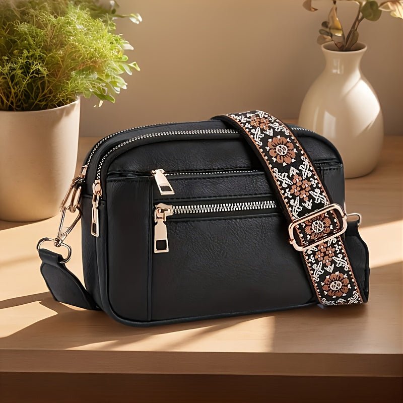 Stijlvolle dames crossbody tas van PU met verstelbare schouderriem en vier kaartsleuven
