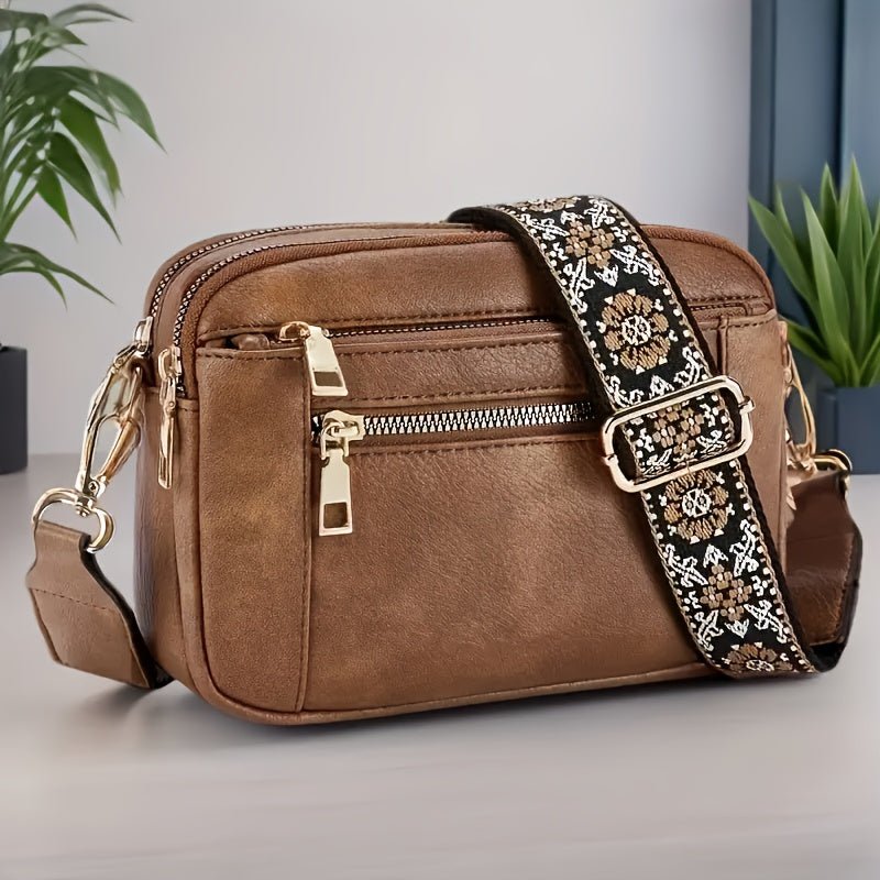 Stijlvolle dames crossbody tas van PU met verstelbare schouderriem en vier kaartsleuven
