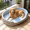 Zachte honden- en kattenmand met geometrisch cirkelpatroon en verkoelende ijszijde-achtige stof