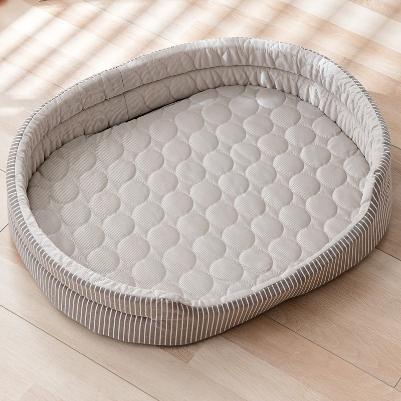 Zachte honden- en kattenmand met geometrisch cirkelpatroon en verkoelende ijszijde-achtige stof