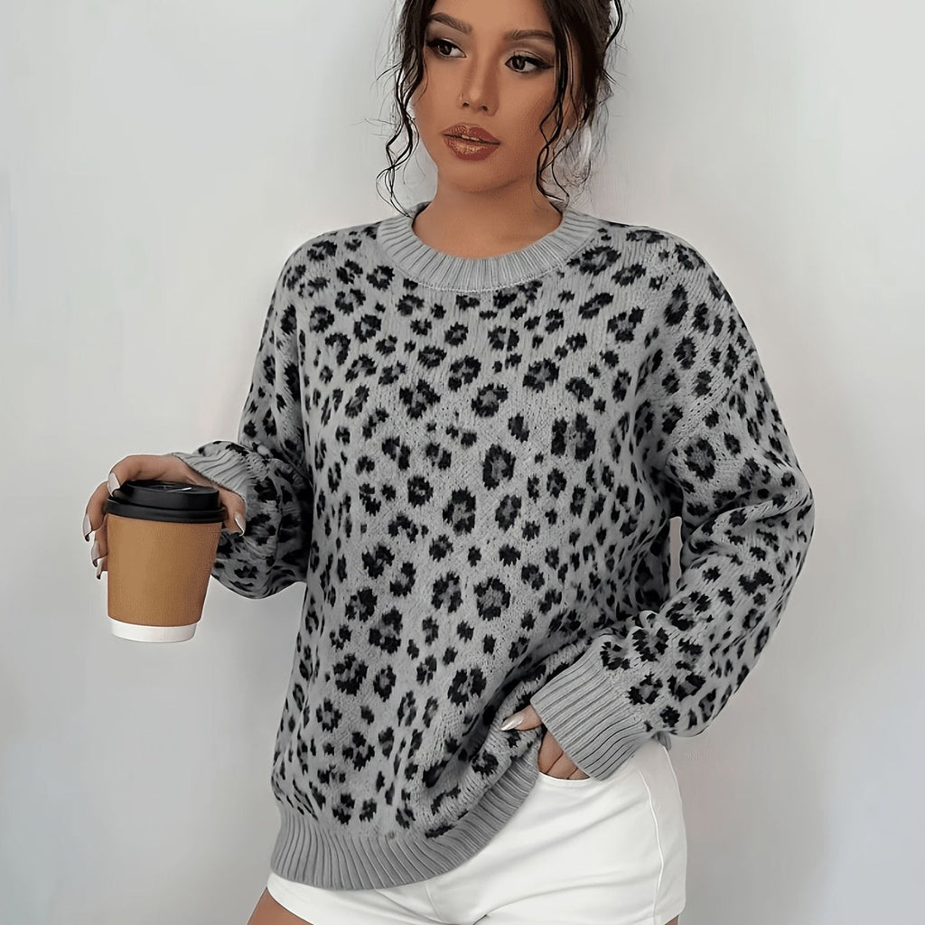 Dames trui met luipaardprint voor herfst en winter