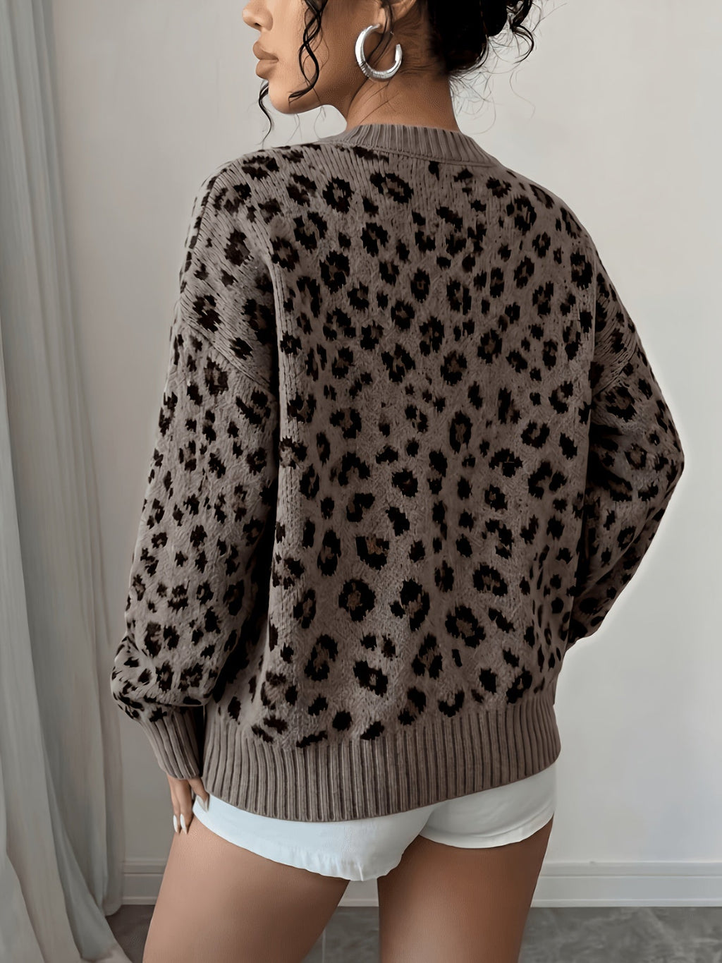 Dames trui met luipaardprint voor herfst en winter