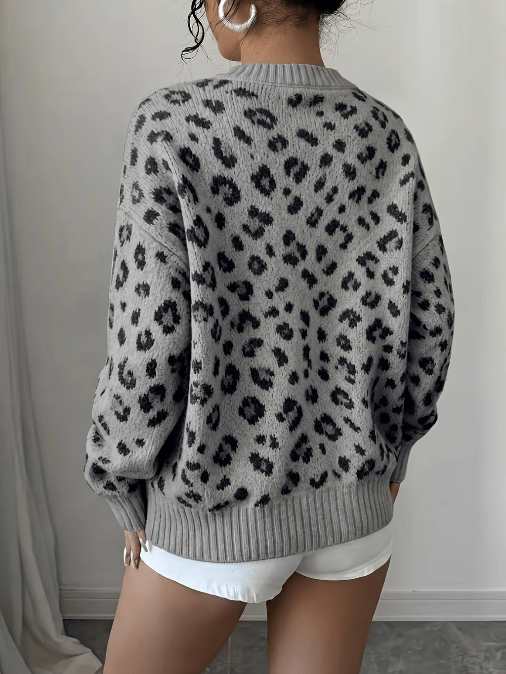 Dames trui met luipaardprint voor herfst en winter