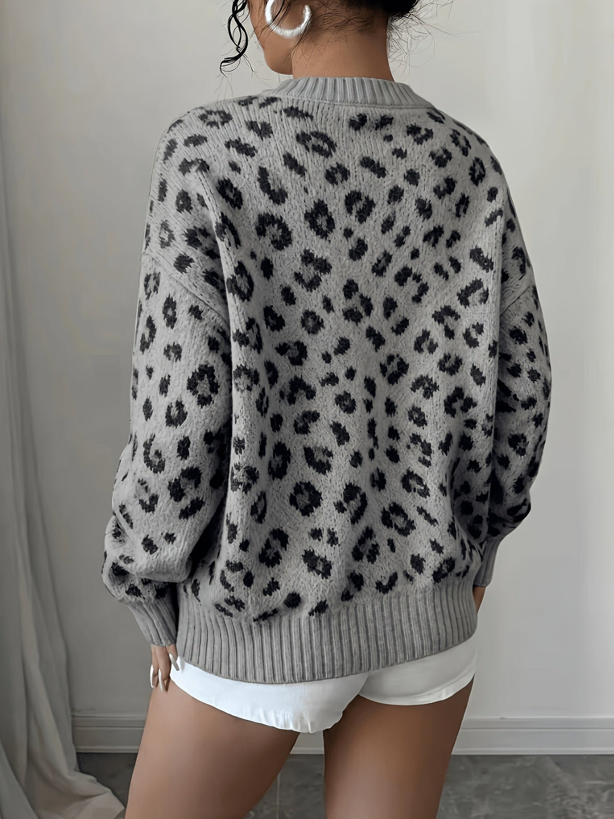 Dames trui met luipaardprint voor herfst en winter