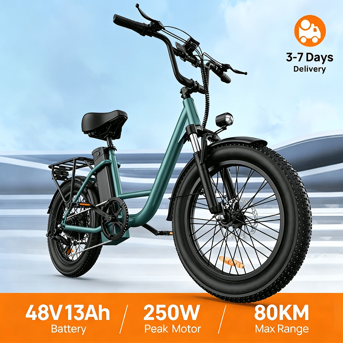 -bike met 13Ah accu en tot 80 km bereik