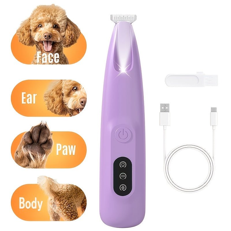 Draadloze USB huisdier tondeuse voor het trimmen van poten, ogen, oren en gezicht van honden en katten