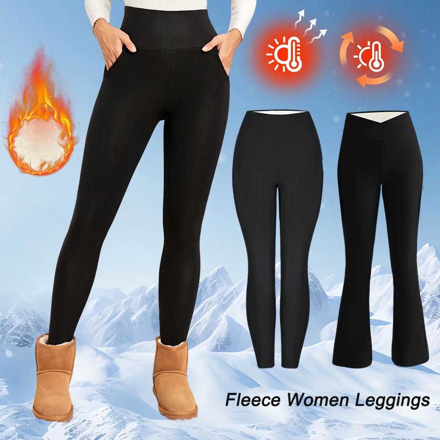 Dames flared fleece legging met hoge taille