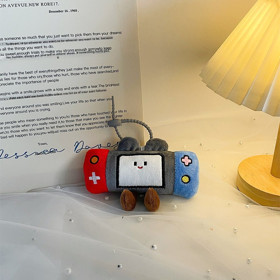 Zachte gamecontroller pluche sleutelhanger met metalen sleutelring voor sleutels of rugzak
