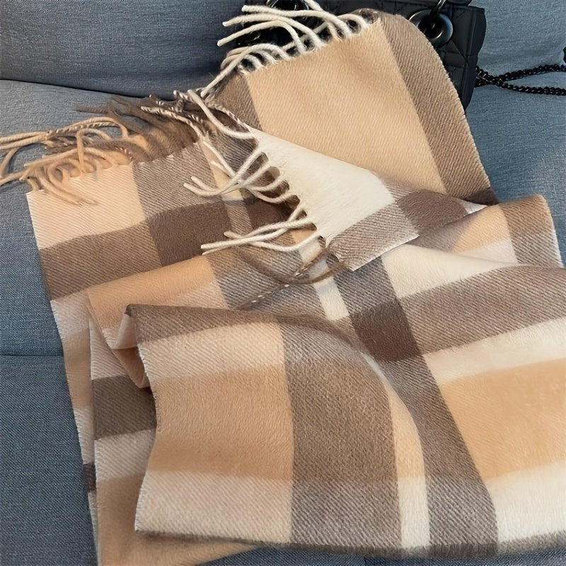 Geruite sjaal met franjes in vintage stijl voor dames en heren