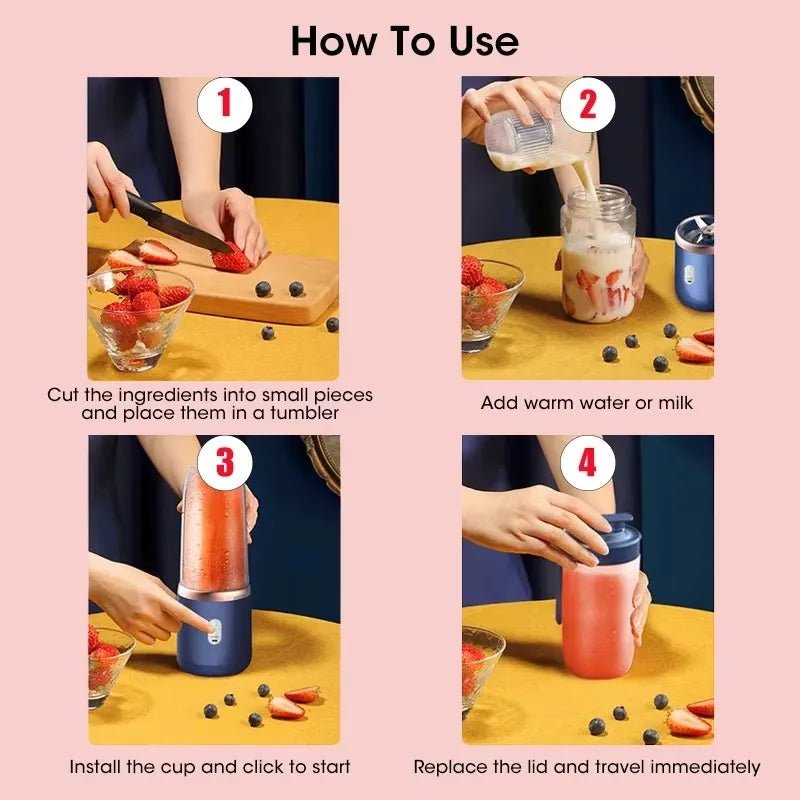 GIOIO Draagbare Blender USB – Mini Smoothie Blender 6 Messen voor Shakes & Sap - Spotlights shopping