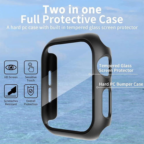 Apple Watch screenprotector met beschermhoes voor Series 5 tot 11 en SE in verschillende maten en kleuren