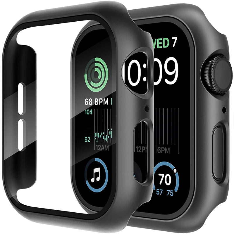 Apple Watch screenprotector met beschermhoes voor Series 5 tot 11 en SE in verschillende maten en kleuren