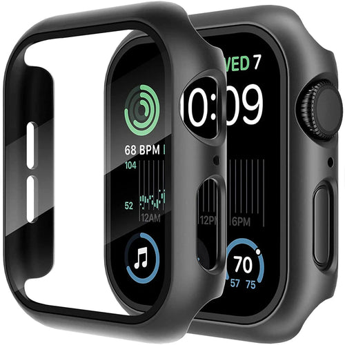 Apple Watch screenprotector met beschermhoes voor Series 5 tot 11 en SE in verschillende maten en kleuren