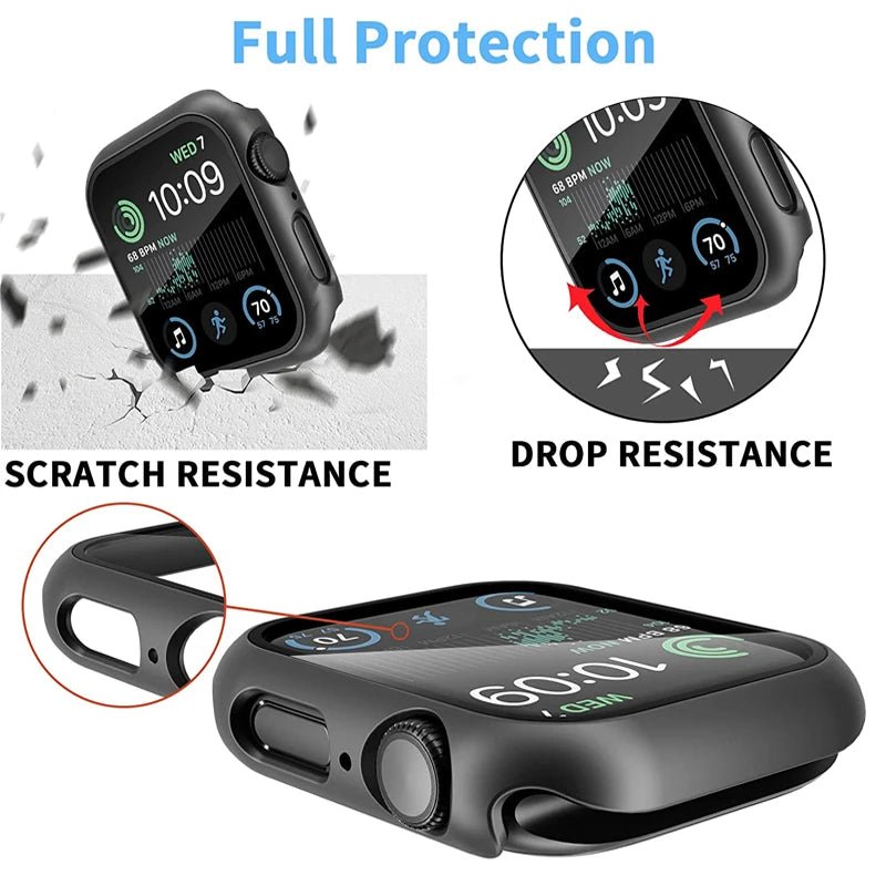 Apple Watch screenprotector met beschermhoes voor Series 5 tot 11 en SE in verschillende maten en kleuren
