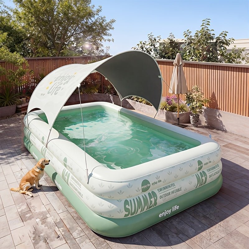 Groot opblaasbaar familiezwembad van PVC met ondergrondmat voor tuin, terras en zomerse waterpret
