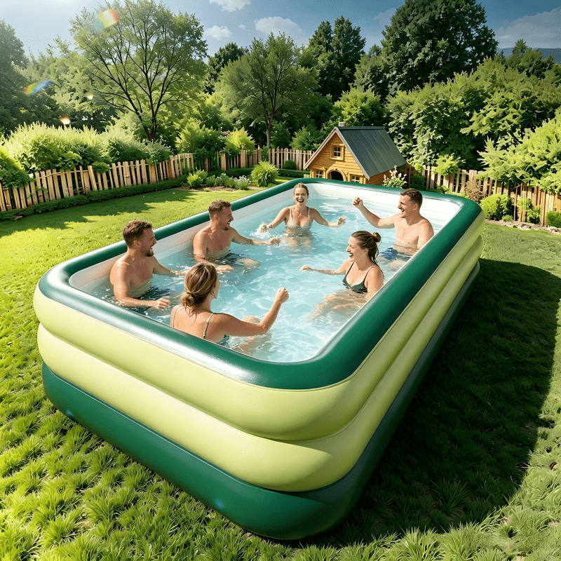 Groot opblaasbaar familiezwembad van 3,88 meter met onderlegger voor tuin, camping en zomerse waterpret
