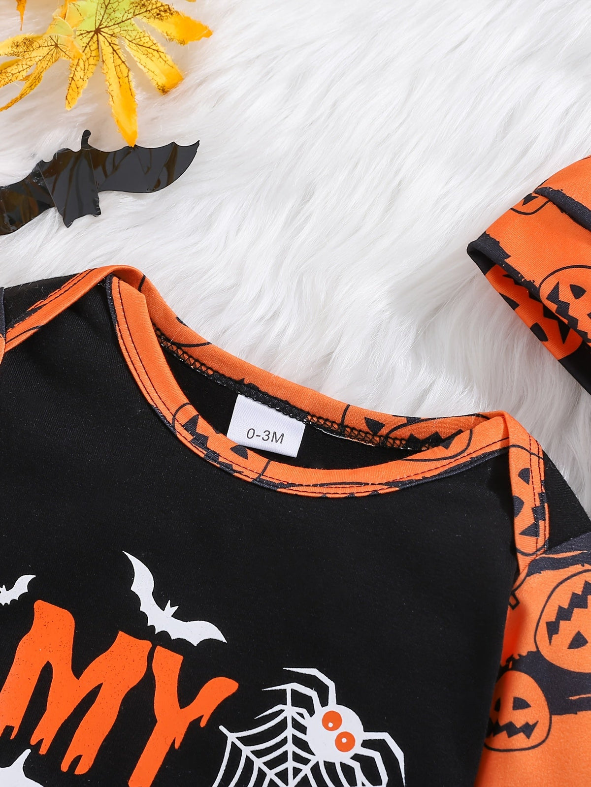 Halloween baby outfit met 2-delige bodysuit en muts