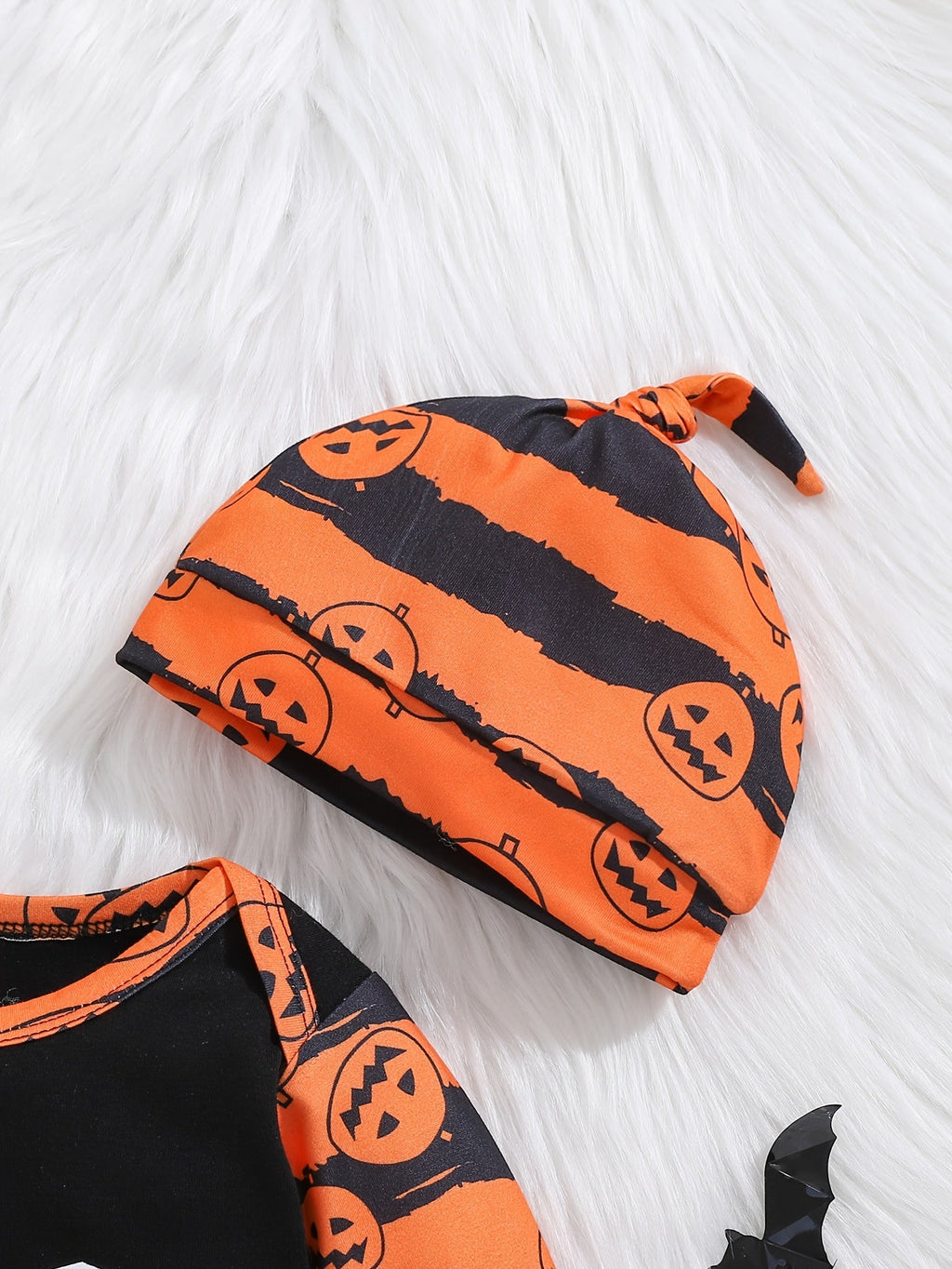Halloween baby outfit met 2-delige bodysuit en muts