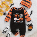Halloween baby outfit met 2-delige bodysuit en muts