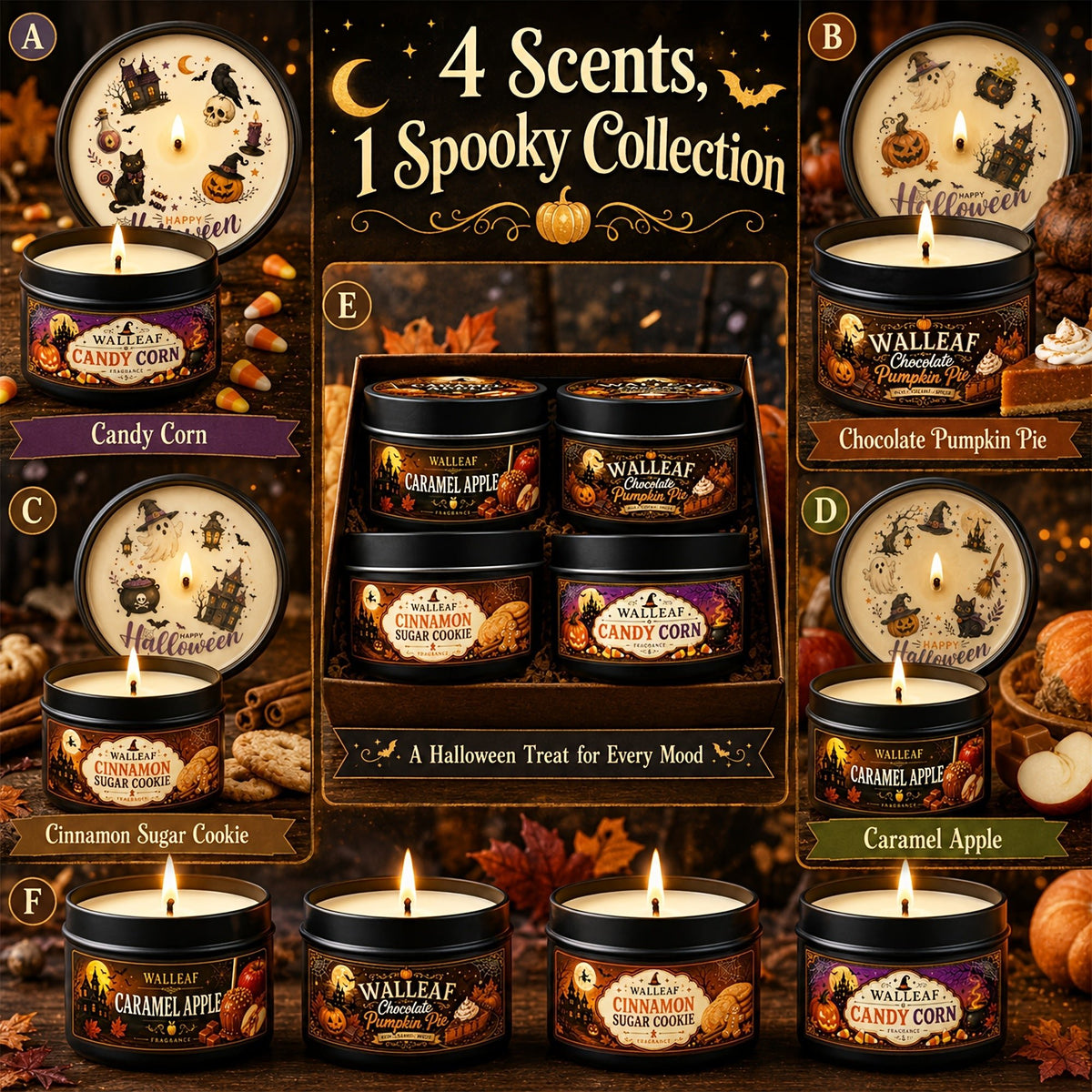 Halloween geurkaarsen set met 4 herfstgeuren