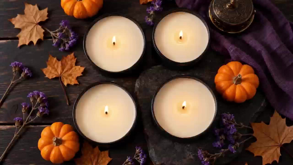 Halloween geurkaarsen set met 4 herfstgeuren